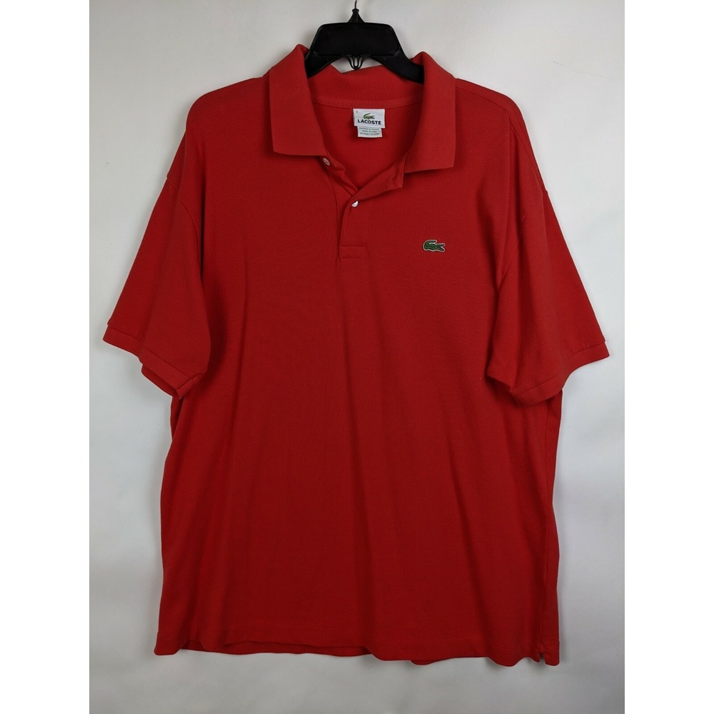 Lacoste men's cotton Light Red 1/4 button up short sleeve polo shirt size 7